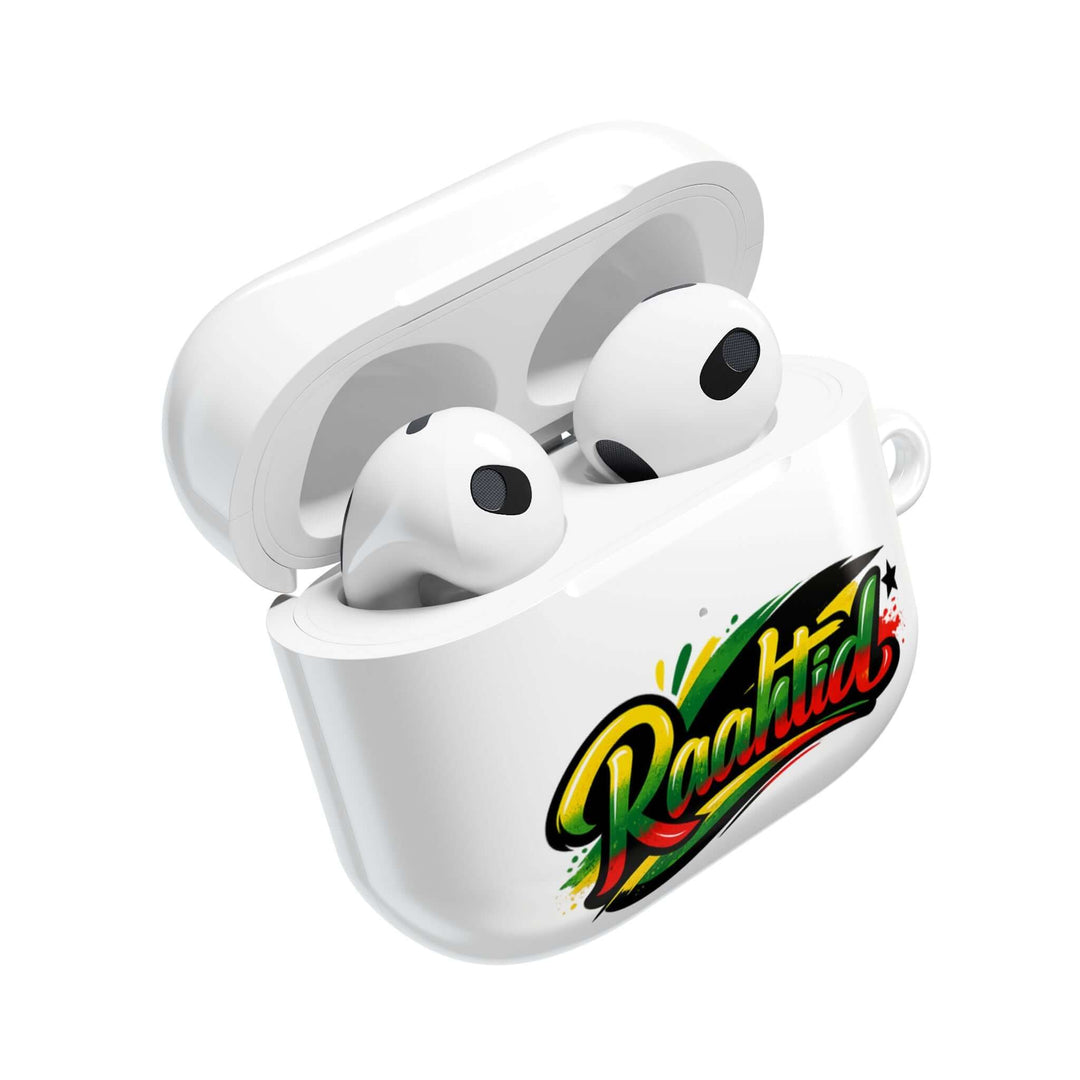 AirPod Case — "Raahitd" Colorful Rasta Script AirPods Protective Case