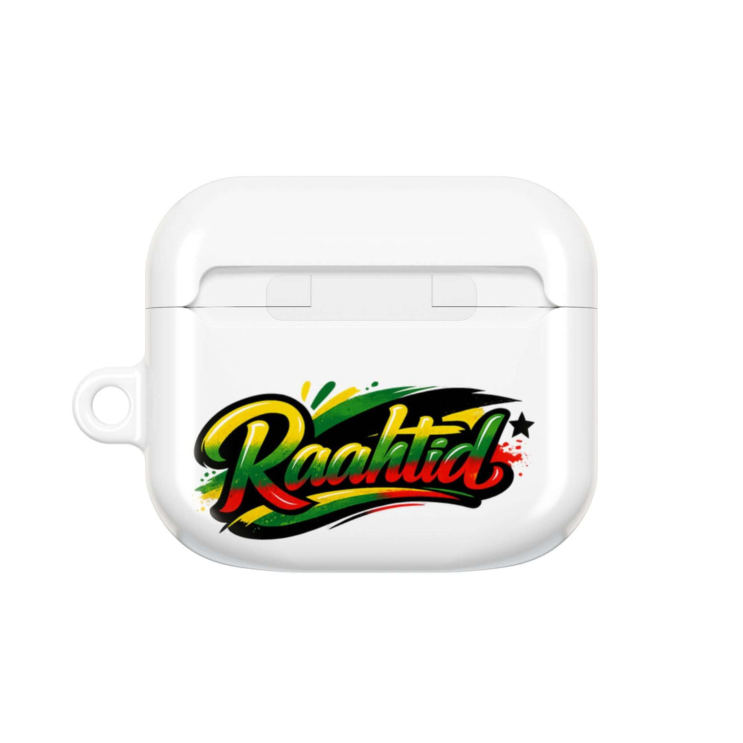 AirPod Case — "Raahitd" Colorful Rasta Script AirPods Protective Case